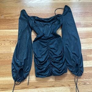 lucy in the sky corset mini dress. black and silver.